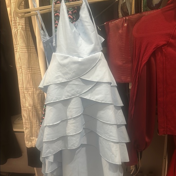 Blue Layered Ruffle Dress - Picture 3 of 4